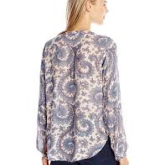 NWT Luck Brand Paisley Button Front Blouse - Picture 3 of 12